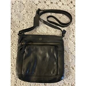 Cochor Black Soft Leather Crossbody Slim Shoulder Bag Purse 9”x9” Cochoa